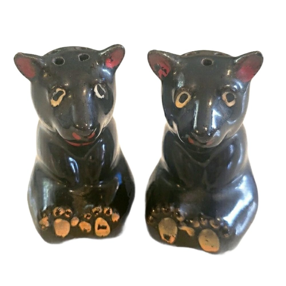 Vtg. Mid Century Black Bear Salt & Pepper Shakers
